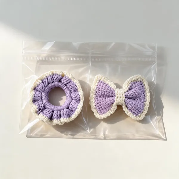 Multicolor_Crochet_Scrunchies_And_Bow_Hair_Clips