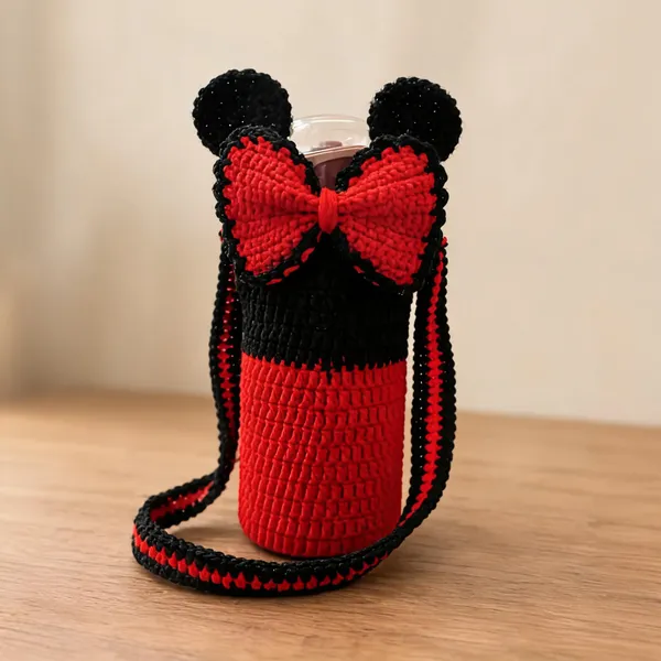 Black_Red_Acrylic_Crochet_Character_Bottle_Sling_Bag_For_Kids