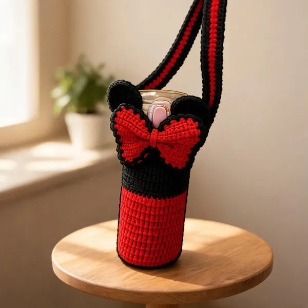 Black_Red_Acrylic_Crochet_Character_Bottle_Sling_Bag_For_Kids