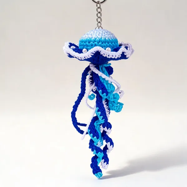 Blue_Acrylic_Crochet_Jellyfish_Keychain_For_Gifting