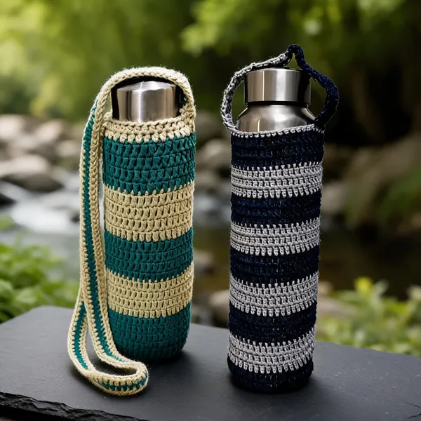 Multicolor_Acrylic_Striped_Crochet_Water_Bottle_Holder
