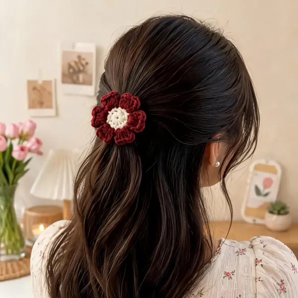 Burgundy_Acrylic_Crochet_Floral_Hair_Accessory_For_Women