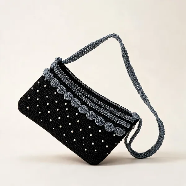 Black_Acrylic_Beaded_Crochet_Sling_Bag_For_Women
