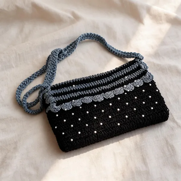 Black_Acrylic_Beaded_Crochet_Sling_Bag_For_Women