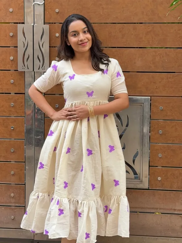 Cream_Butterfly_Embroidered_Fit_And_Flare_Dress_For_Women