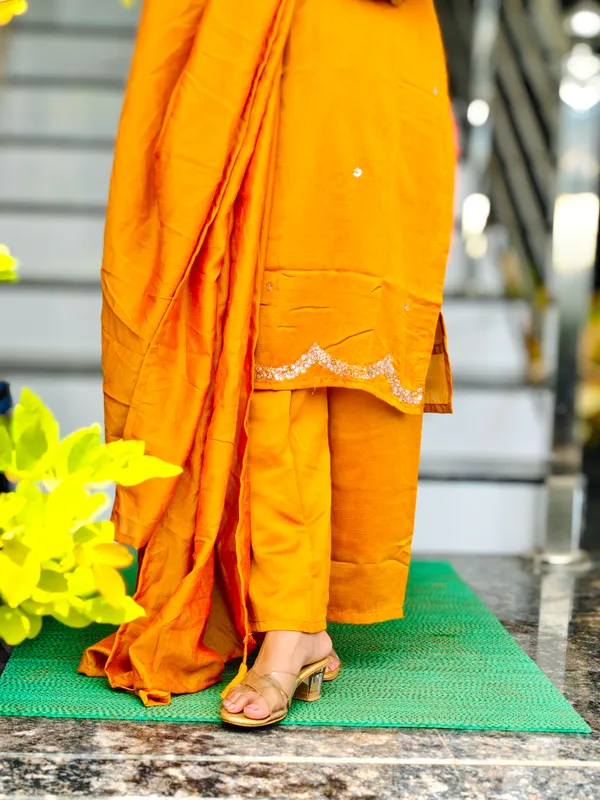 Orange_Embroidered_Straight_Kurta_Suit_Set_For_Women