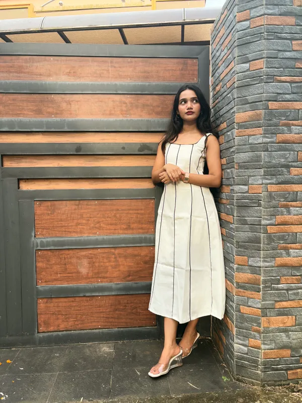 Cream_Stripe_Sleeveless_A-Line_Midi_Dress_For_Women
