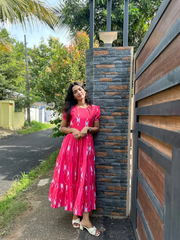 Pink_Geometric_Print_Fit_And_Flare_Dress_For_Women