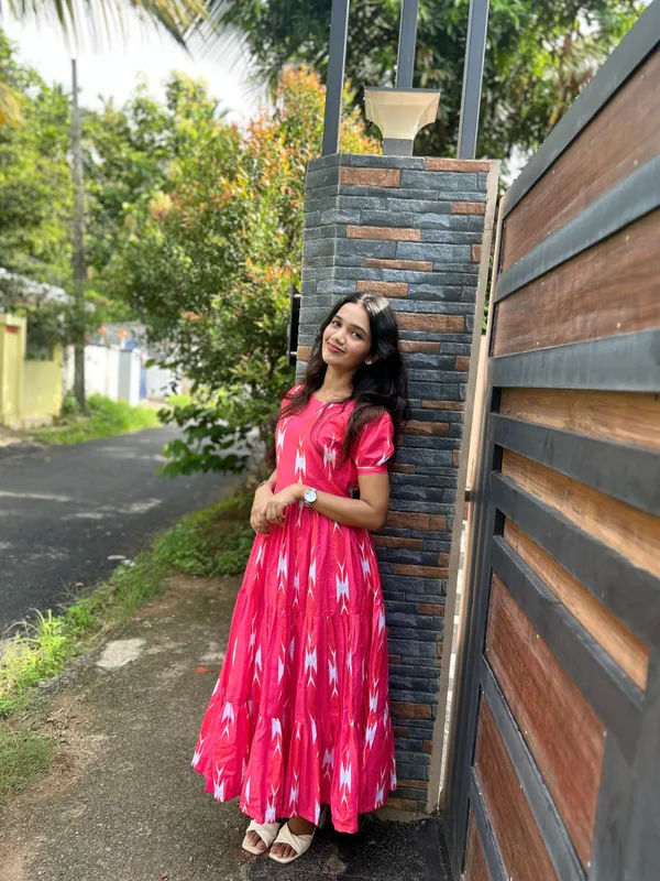 Pink_Geometric_Print_Fit_And_Flare_Dress_For_Women