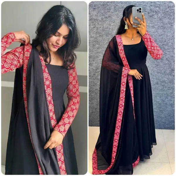 Black_Printed_Anarkali_Dress_With_Dupatta_For_Women