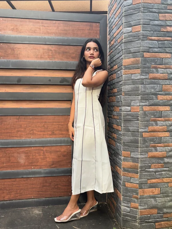 Cream_Stripe_Sleeveless_A-Line_Midi_Dress_For_Women