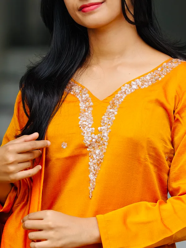 Orange_Embroidered_Straight_Kurta_Suit_Set_For_Women