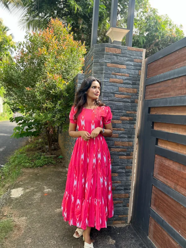 Pink_Geometric_Print_Fit_And_Flare_Dress_For_Women