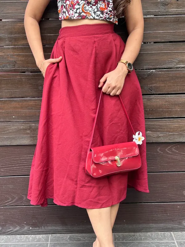 Red_Flared_Midi_Skirt_For_Women