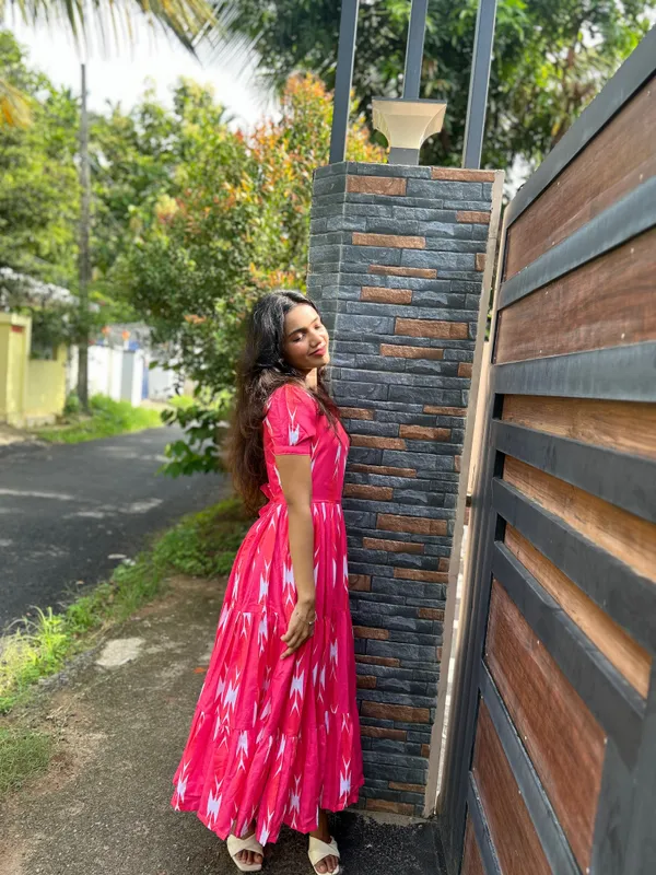 Pink_Geometric_Print_Fit_And_Flare_Dress_For_Women