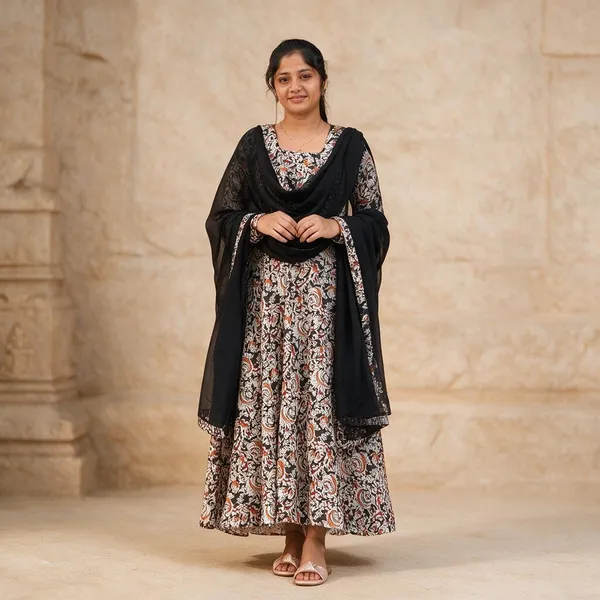 Black_Paisley_Print_Anarkali_Kurta_Set_For_Women