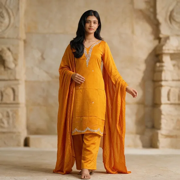 Orange_Embroidered_Straight_Kurta_Suit_Set_For_Women