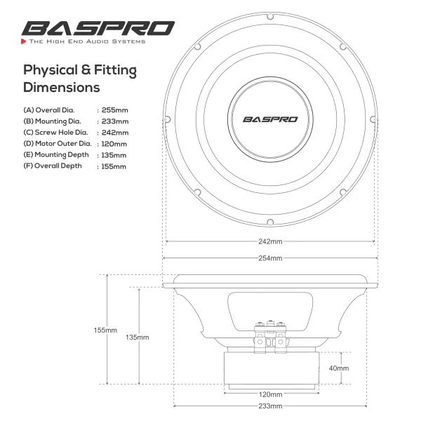 Baspro_Sw_1001X_10_Inch_Long_Through_Double_Magnet_4_Ohms_Subwoofer_With_1800W_Peak_Power_For_Basstube_Enclosures_Diy_Projects_Etc_Black