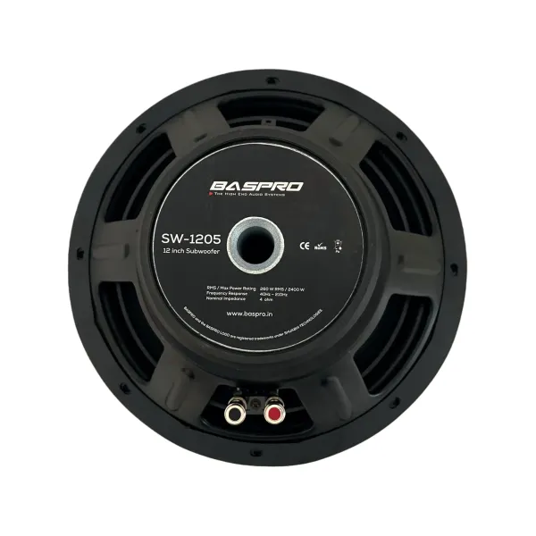 Baspro_Sw_1205_12_Inch_Double_Magnet_Subwoofer_With_260W_Rms_2400W_Max_Power_4_Ohm_Golden_Silver_Designish_Cone_For_Automotive_And_Home_Bass_Audio_Systems