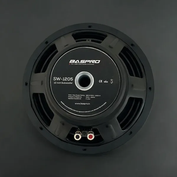 Baspro_Sw_1205_12_Inch_Double_Magnet_Subwoofer_With_260W_Rms_2400W_Max_Power_4_Ohm_Golden_Silver_Designish_Cone_For_Automotive_And_Home_Bass_Audio_Systems