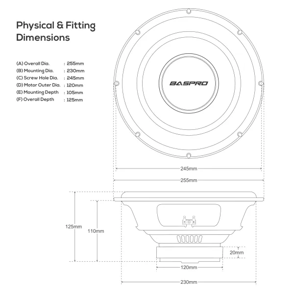 Baspro_Sw-1001_10-Inch_160W_Rms_1250W_4_Ohm_Subwoofer_Driver