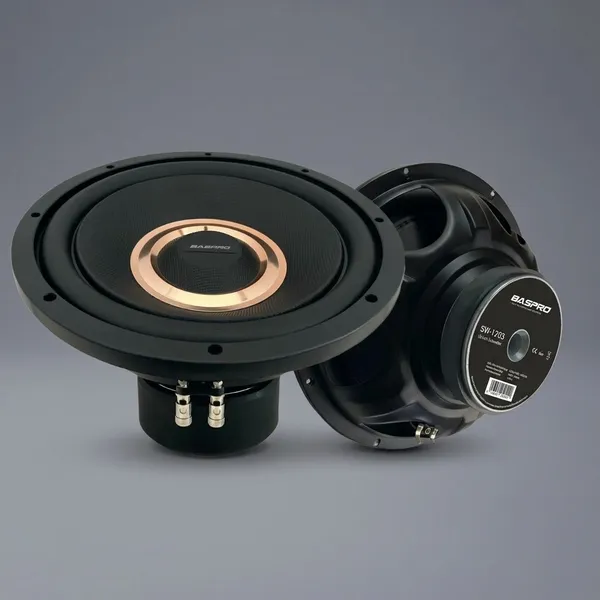 Baspro_Sw_1205_12_Inch_Double_Magnet_Subwoofer_With_260W_Rms_2400W_Max_Power_4_Ohm_Golden_Silver_Designish_Cone_For_Automotive_And_Home_Bass_Audio_Systems