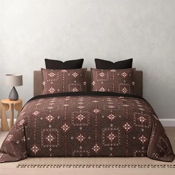 Cotton_Traditional_Geometric_Print_Brown_King_Size_Bedsheet_Set