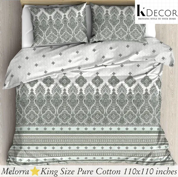 Cotton_Traditional_Grey_White_Motif_King_Size_Bedsheet