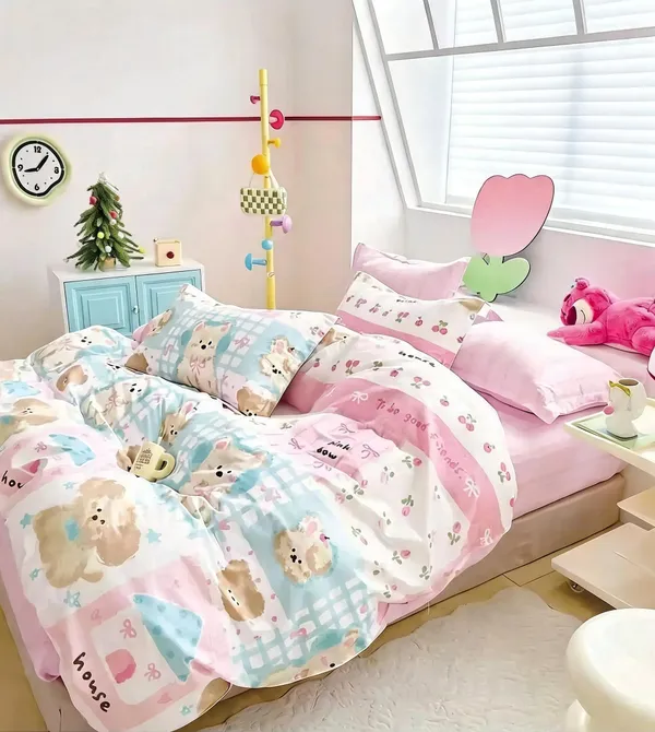 Cotton_Kids_Animal_Print_Multicolour_King_Size_Bedsheet_Set