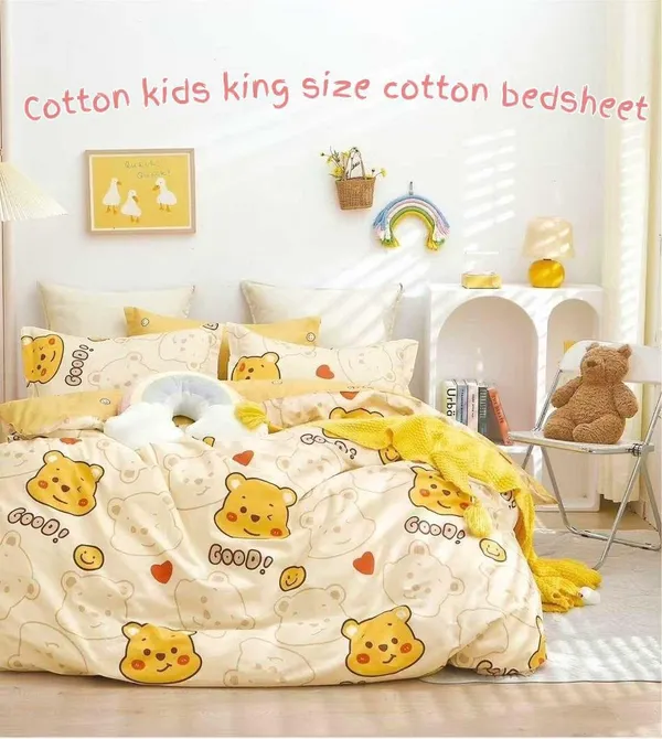 Cotton_Kids_Bear_Print_King_Size_Bedsheet
