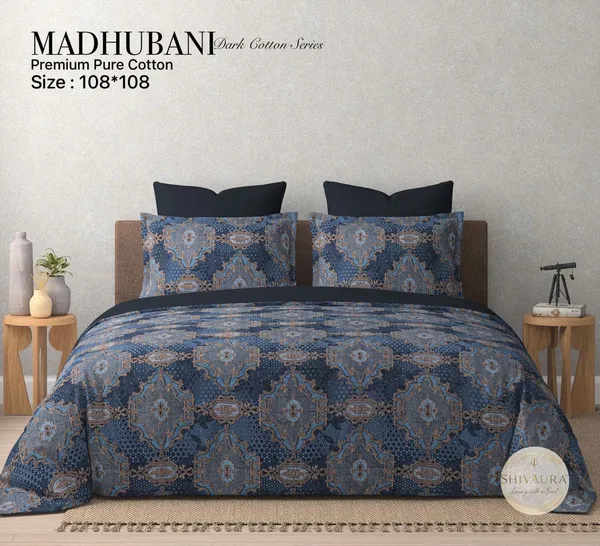 Blue_Cotton_Traditional_Print_King_Size_Bedsheet