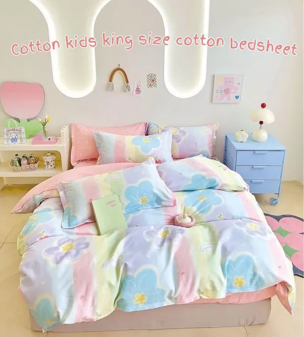Cotton_Pastel_Floral_Print_King_Size_Bedsheet