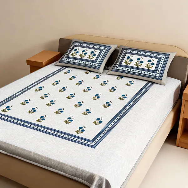 Cotton_Traditional_Handblock_Floral_Print_King_Size_Bedsheet_Set