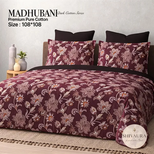 Cotton_Madhubani_Floral_Print_King_Size_Bedsheet_Set