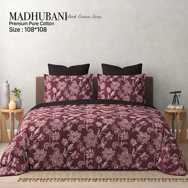 Cotton_Madhubani_Floral_Print_King_Size_Bedsheet_Set
