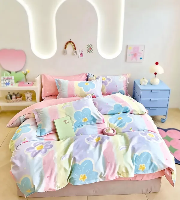 Cotton_Pastel_Floral_Print_Multicolour_King_Size_Bedsheet_Set