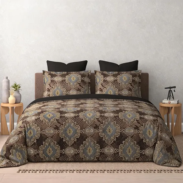Cotton_Traditional_Floral_Print_Brown_King_Size_Bed_Sheet_Set