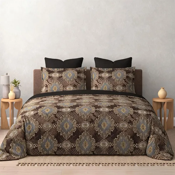 Cotton_Traditional_Floral_Print_Brown_King_Size_Bed_Sheet_Set