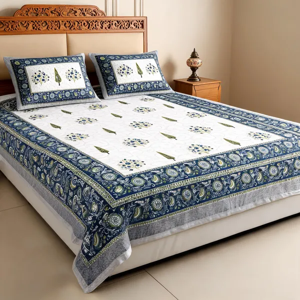 Cotton_Traditional_Handblock_Floral_Print_King_Size_Bedsheet_Set