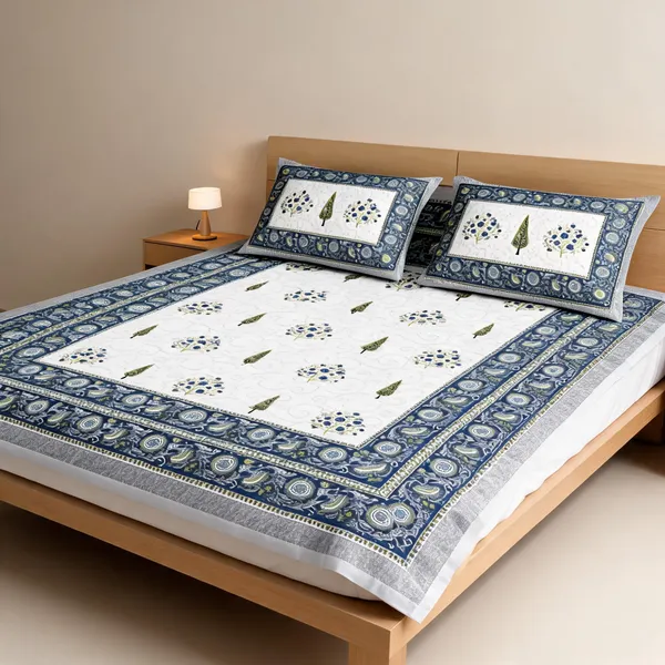 Cotton_Traditional_Handblock_Floral_Print_King_Size_Bedsheet_Set