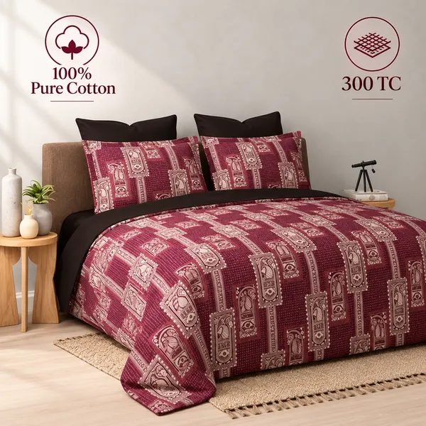 100%_Pure_Cotton_Traditional_Multicolour_Print_King_Size_Bedsheet_Set