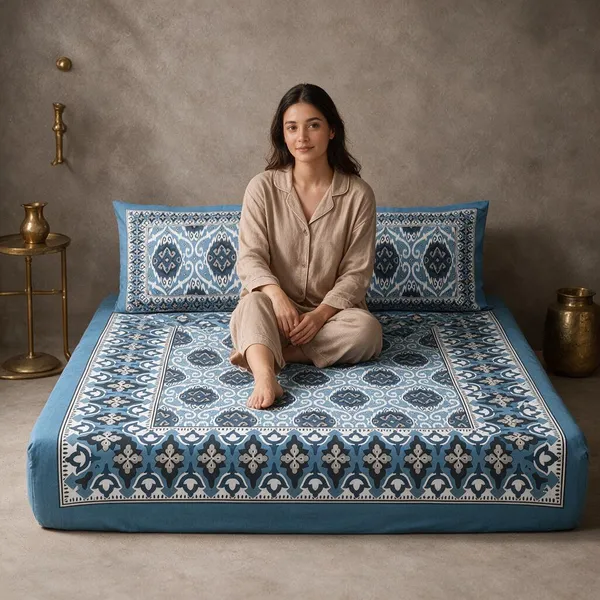 King_Size_Pure_Cotton_Fitted_Bedsheet_Set
