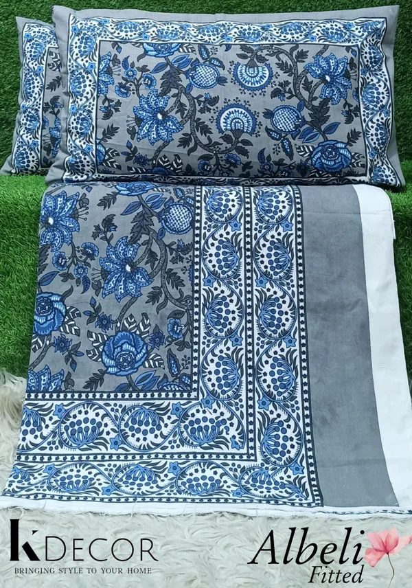 King_Size_Pure_Cotton_Fitted_Bedsheet_Set