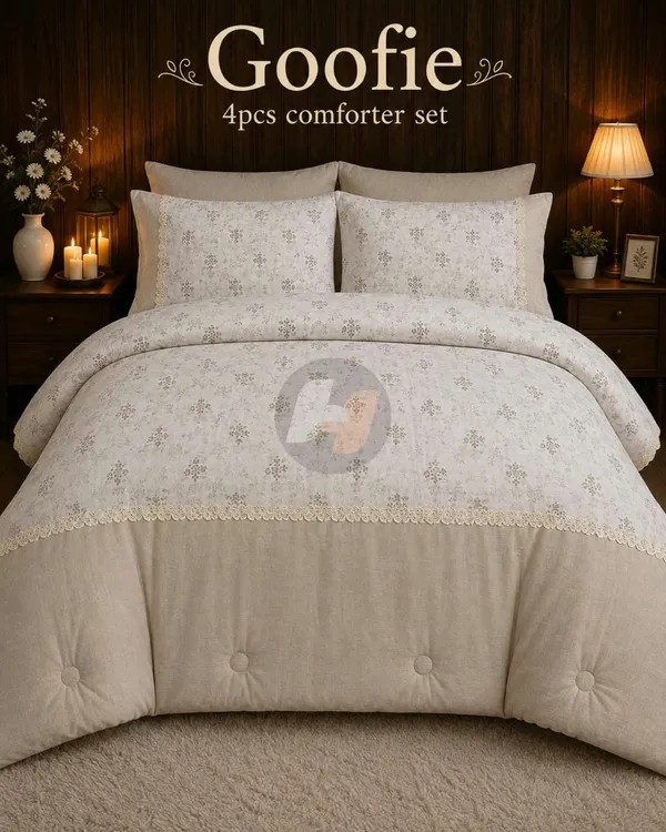 Beige_Floral_Print_4_Piece_Comforter_Set