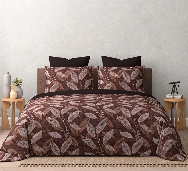Cotton_Multicolour_Leaf_Print_King_Size_Bedsheet_Set