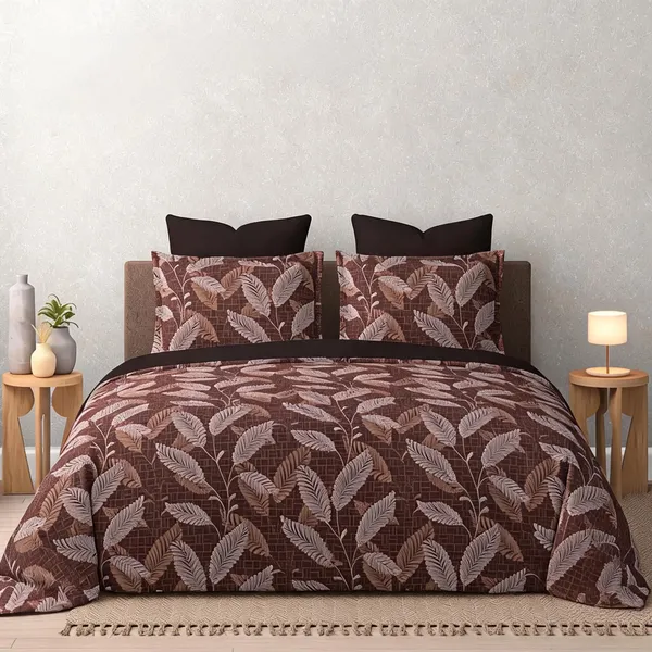 Cotton_Multicolour_Leaf_Print_King_Size_Bedsheet_Set