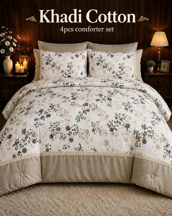 Khadi_Cotton_Multicolour_Floral_Print_4_Piece_Comforter_Set
