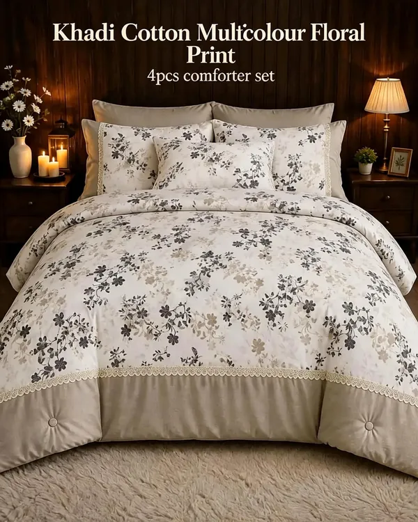 Khadi_Cotton_Multicolour_Floral_Print_4_Piece_Comforter_Set