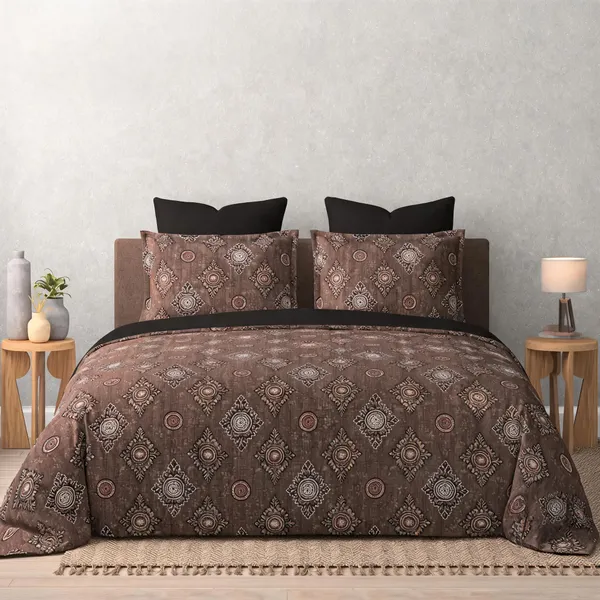 Cotton_Traditional_Brown_Print_King_Size_Bedsheet_Set