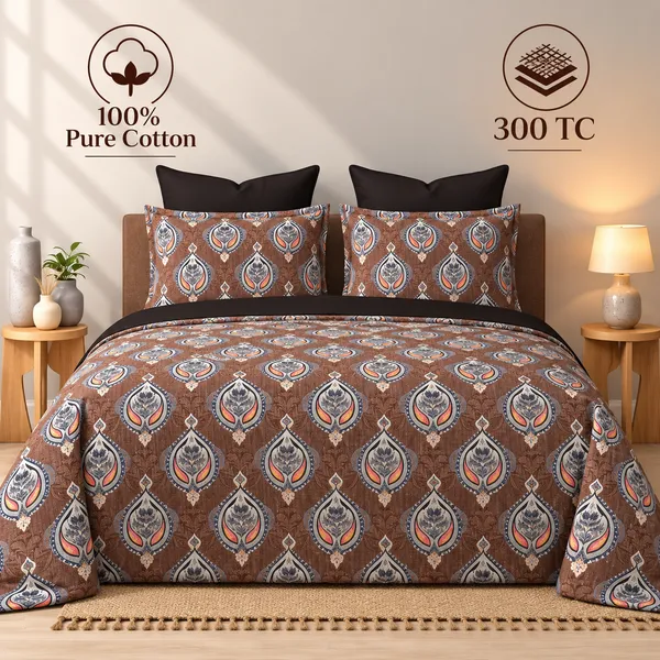 100%_Pure_Cotton_Traditional_Paisley_Print_King_Size_Bedsheet_Set